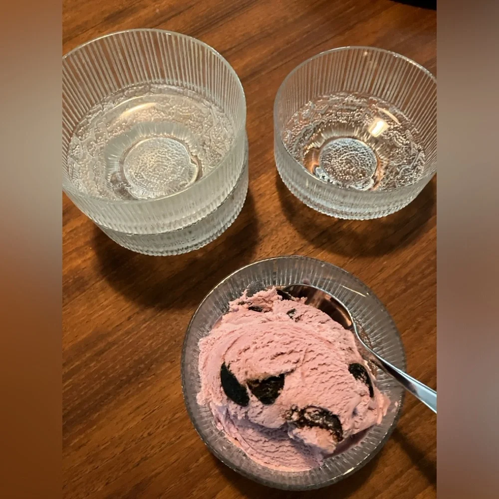 Vintage 1970s Ravenhead Glass Dessert Bowls Topaz Pattern by John Clappison - Picture 4 of 8